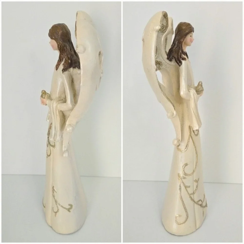 Angel Pearlized Ivory & Gold Glitter Large 13